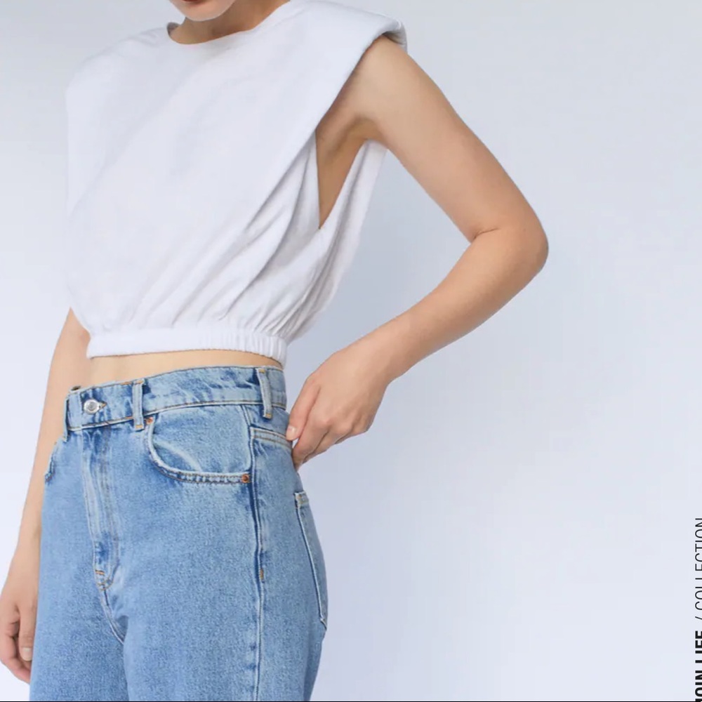 Zara shoulder pad crop top